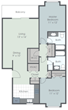 2 Bedroom 2 Bath 1102 sq ft floor plan image